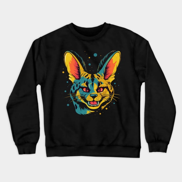 Serval Smiling Crewneck Sweatshirt by JH Mart